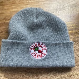 The Office “Schrute Farms” grey beanie.
